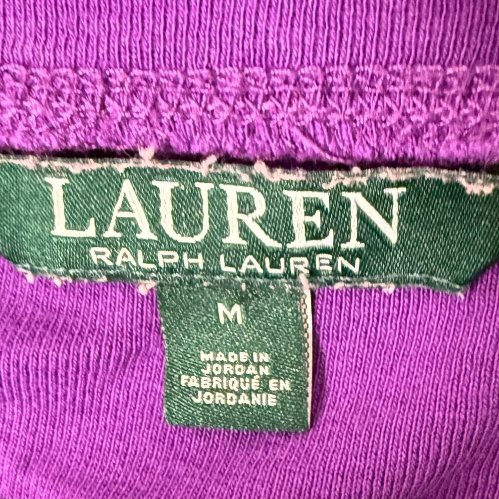 Lauren Ralph Lauren Women's Long Sleeve Shirt Faux Suede Elbow Patches -M-Purple - Picture 2 of 9